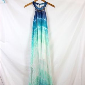 Bailey Blue Dress w built in Necklace